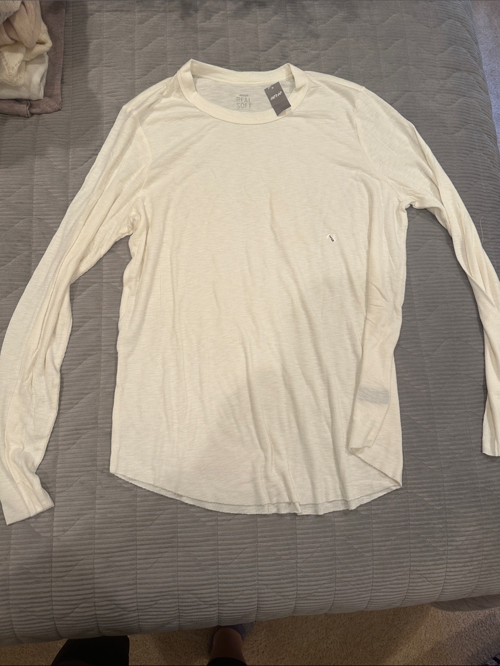 Aerie cream ribbed long sleeve
